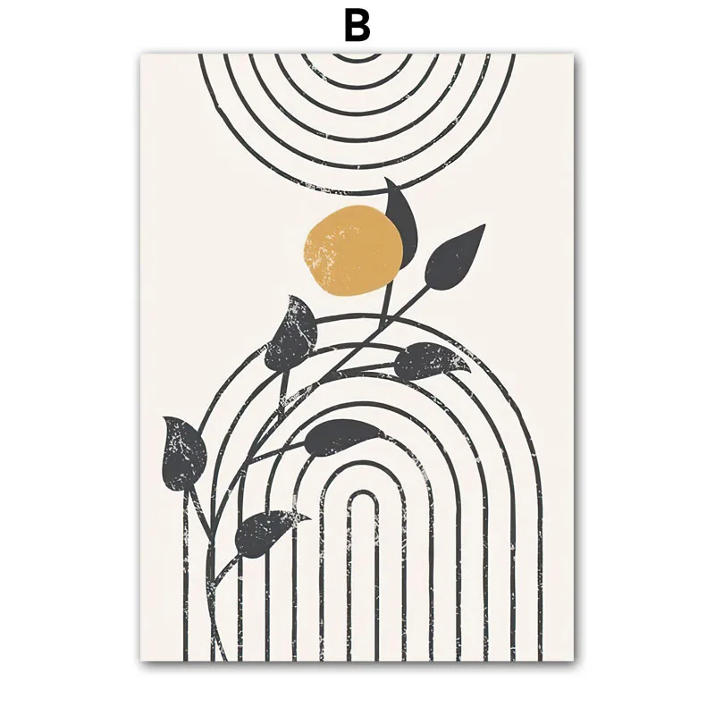 Plakat Boho Geometria Słońce Monstera Wzór 1
