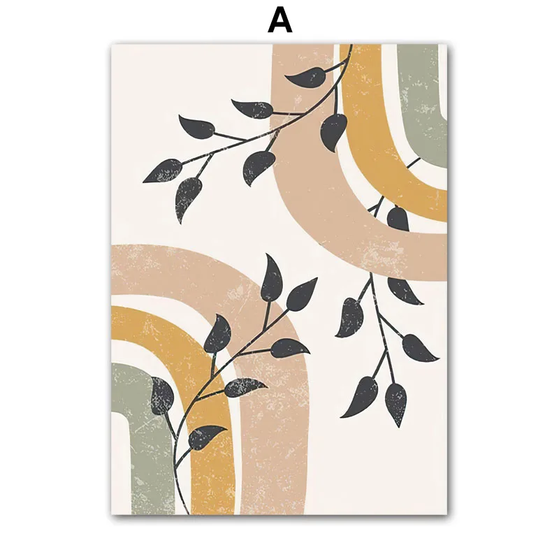 Plakat Boho Geometria Słońce Monstera Wzór 2