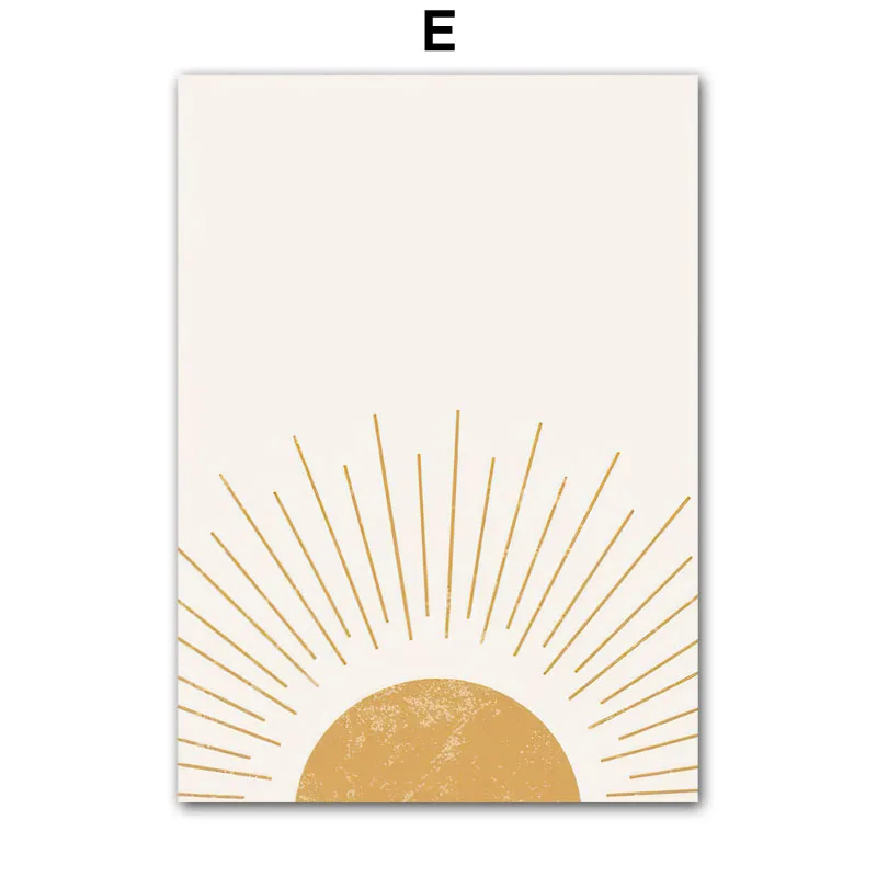 Plakat Boho Geometria Słońce Monstera Wzór 5