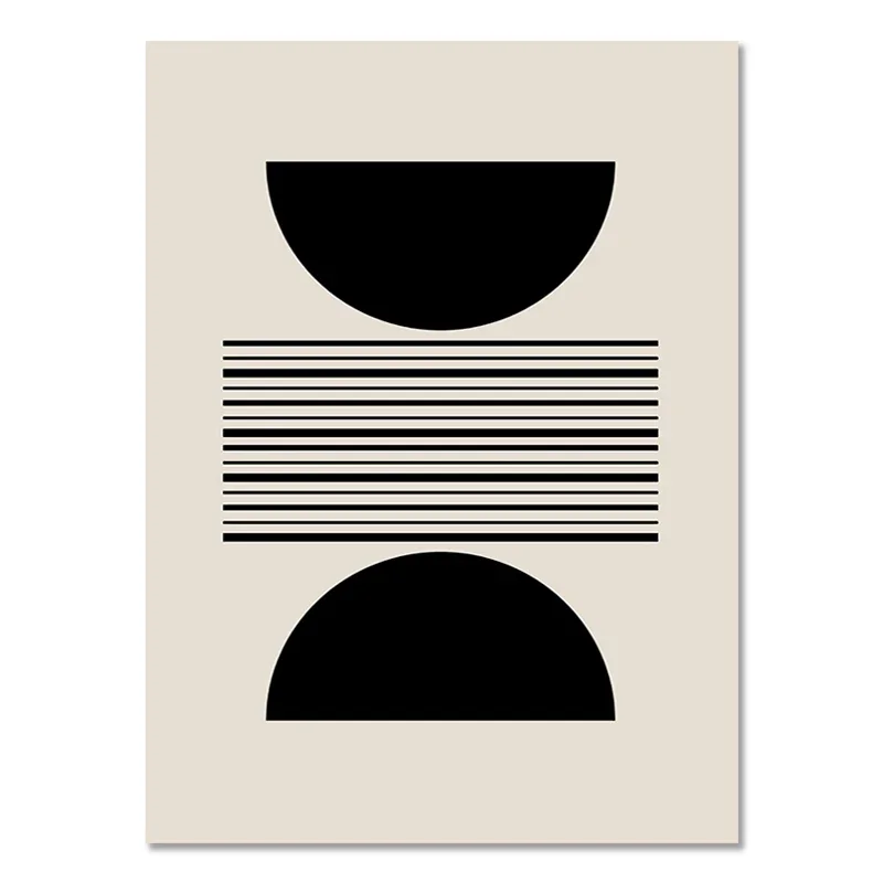 Plakat boho geometryczny – linie czarno-beżowe Wzór 11