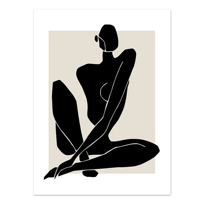 Plakat boho geometryczny – linie czarno-beżowe Wzór 12