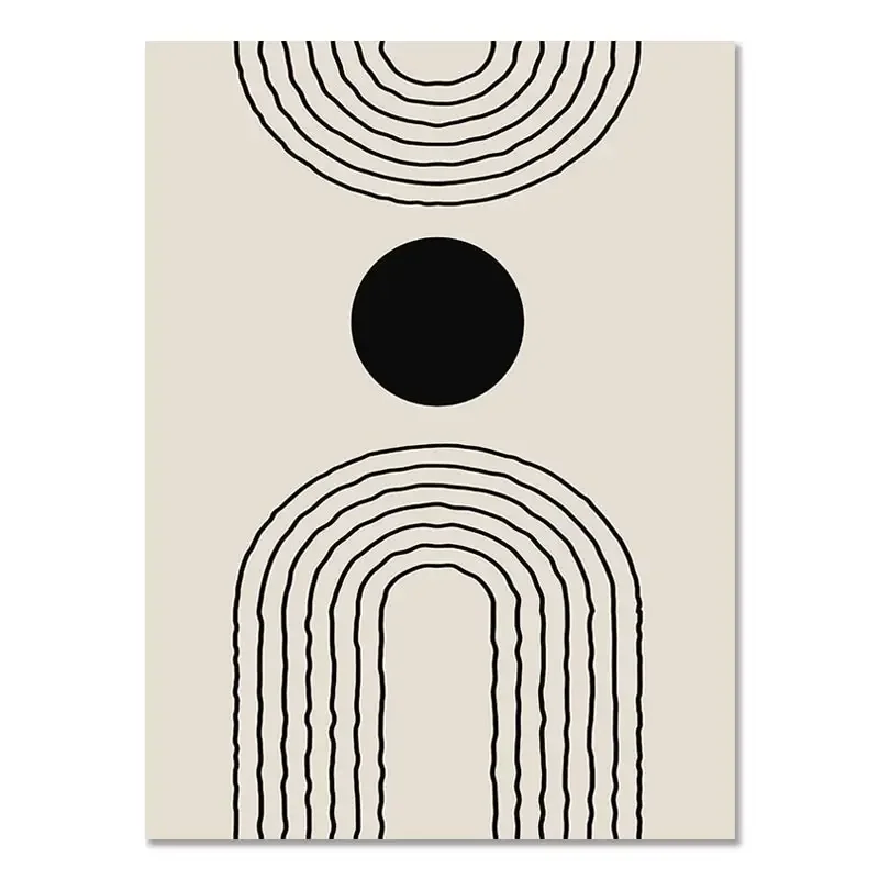 Plakat boho geometryczny - linie czarno-beżowe Wzór 2