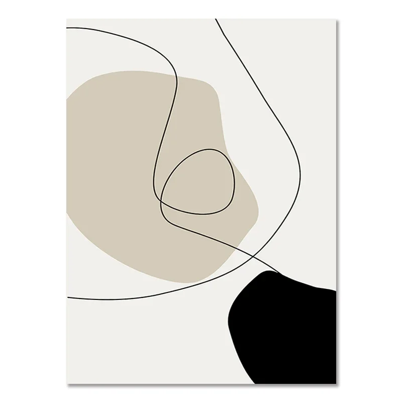 Plakat boho geometryczny - linie czarno-beżowe Wzór 4