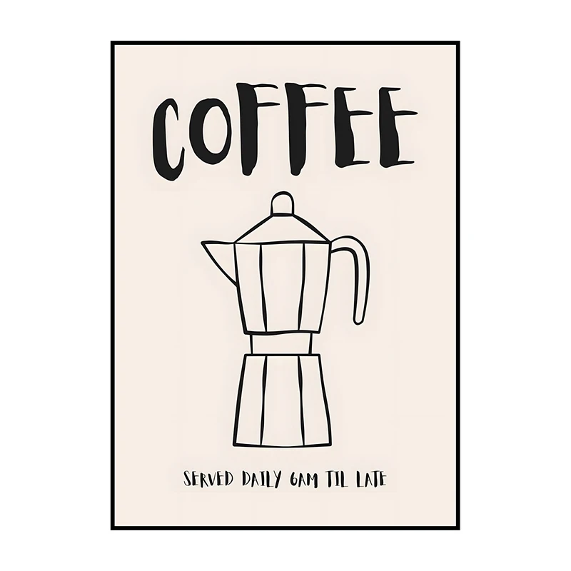 Plakat boho kawa i croissant Jasnożółty