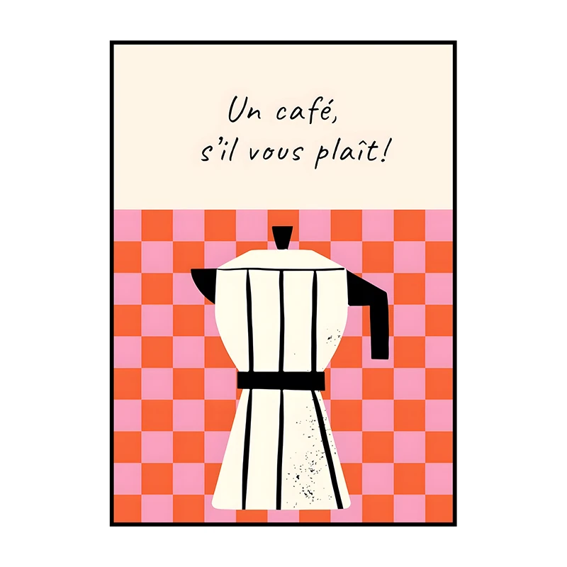 Plakat boho kawa i croissant Jasny