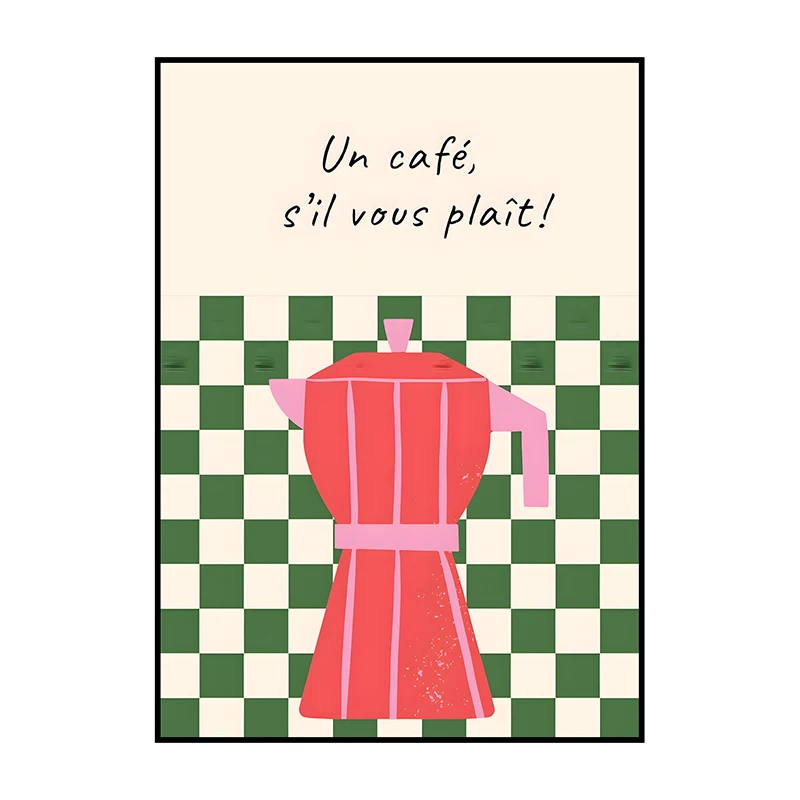 Plakat boho kawa i croissant Pomarańczowy