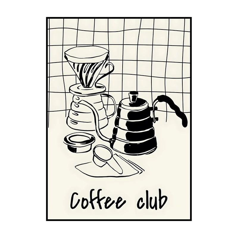 Plakat boho kawa i rogaliki Coffee Club Biały