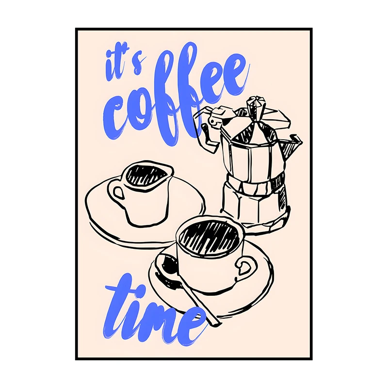 Plakat boho kawa i rogaliki Coffee Club Cytrynowy żółty
