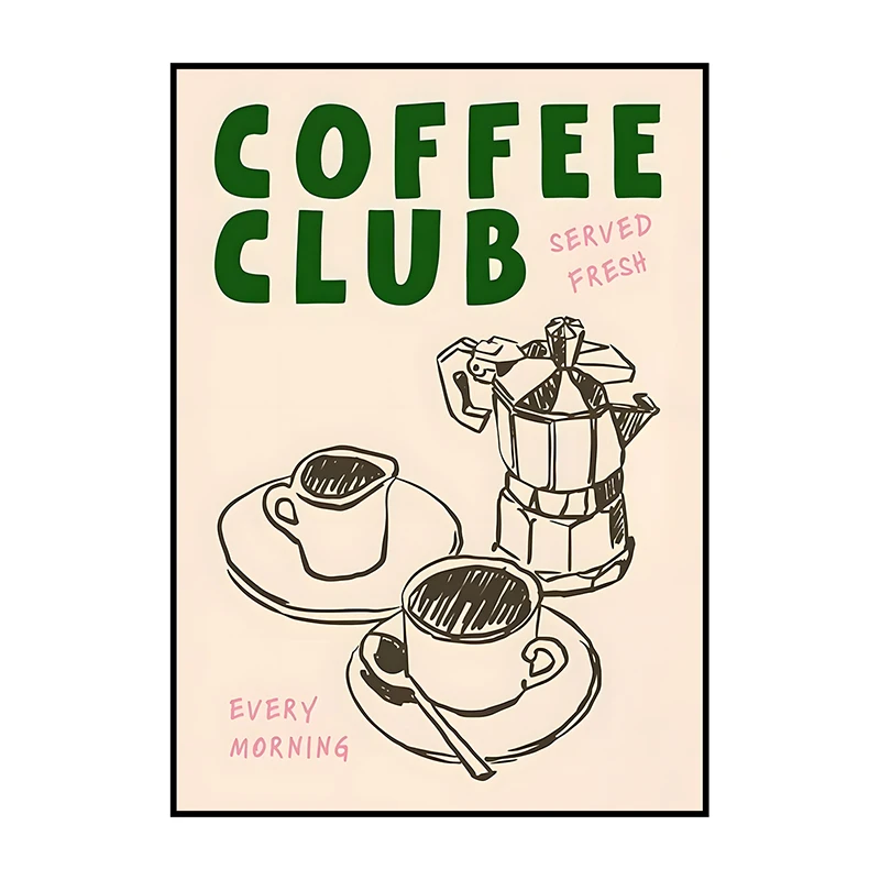 Plakat boho kawa i rogaliki Coffee Club Czerwony