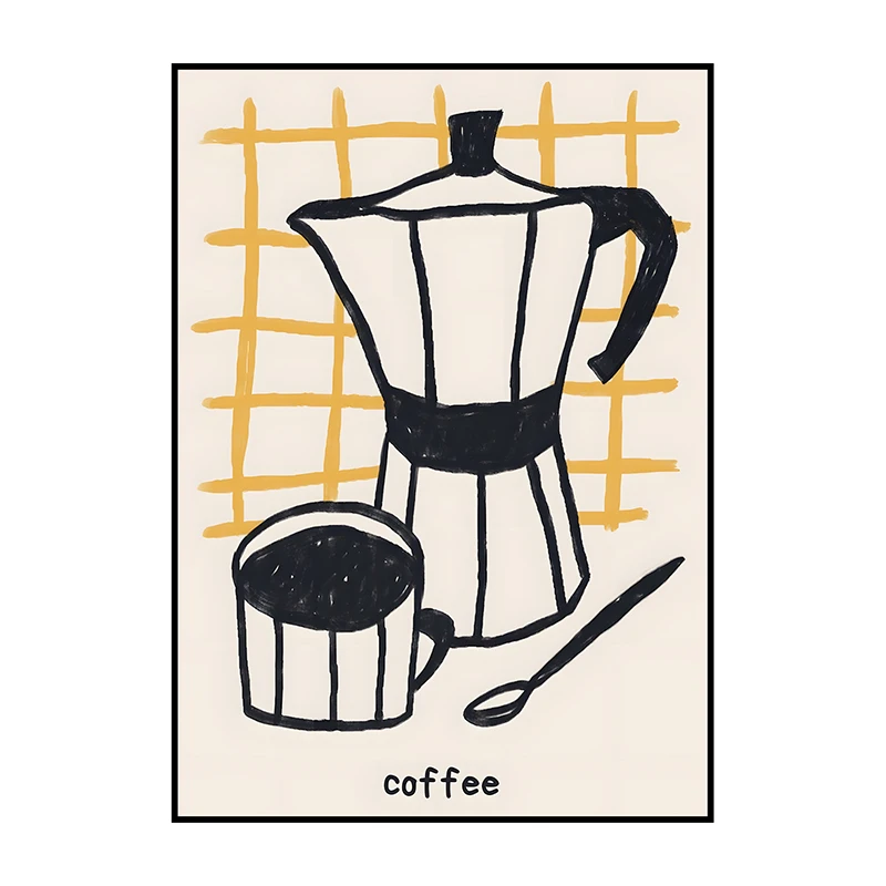 Plakat boho kawa i rogaliki Coffee Club Jasnoszary