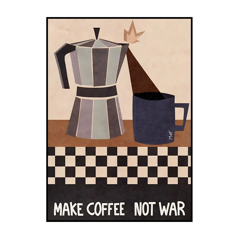 Plakat boho kawa i rogaliki Coffee Club Niebieski