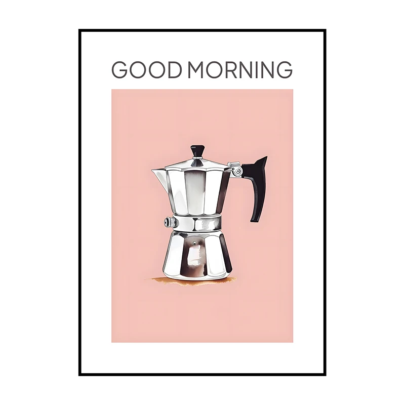 Plakat boho kawa i rogaliki Coffee Club Oliwkowy brąz