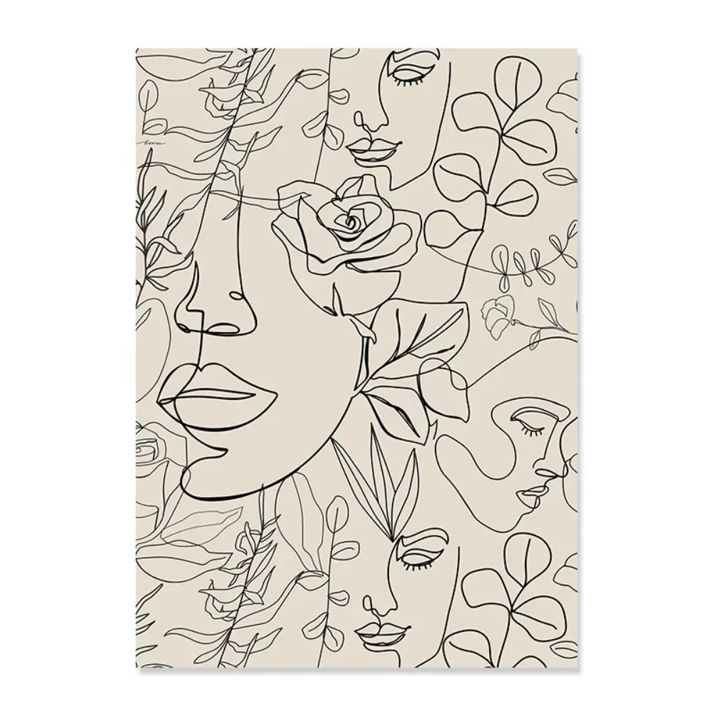 Plakat boho z kobiecymi twarzami Wzór 5