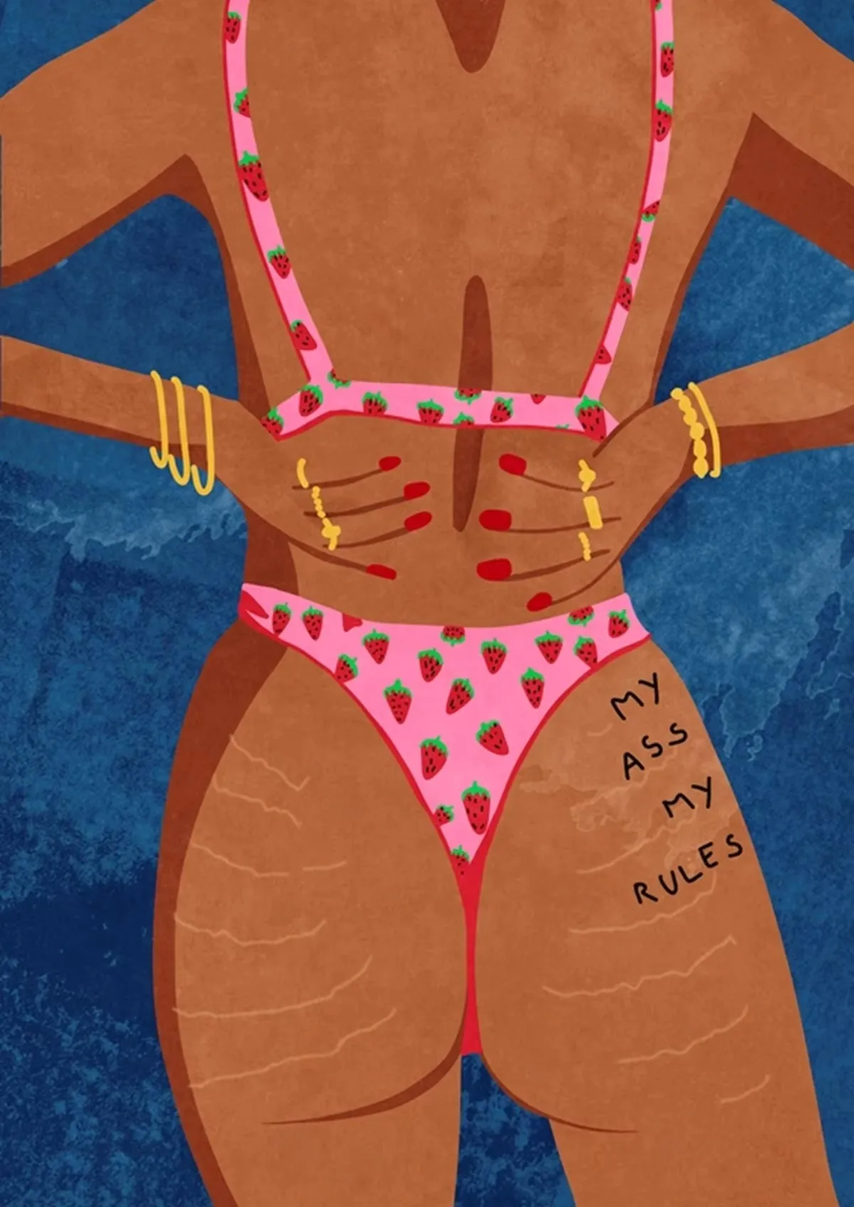 Plakat boho dziewczyna z winem Czerwony