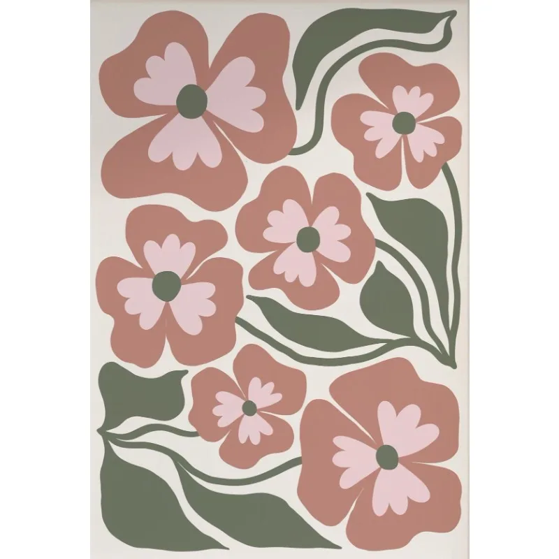 Plakat boho z abstrakcyjnymi kwiatami w stylu botanicznym 1