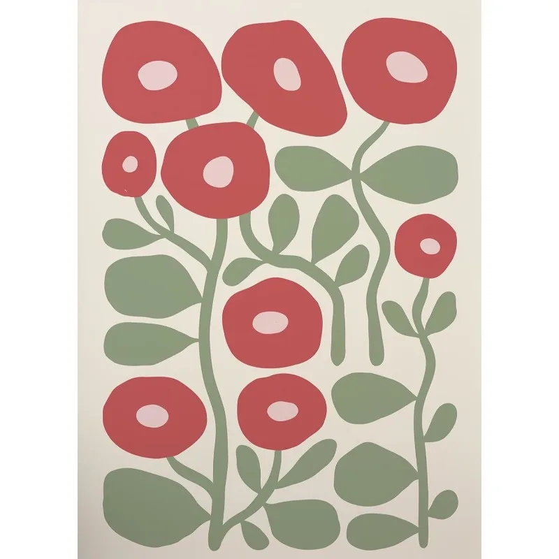 Plakat boho z abstrakcyjnymi kwiatami w stylu botanicznym 2