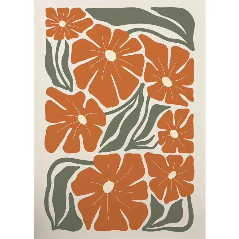 Plakat boho z abstrakcyjnymi kwiatami w stylu botanicznym 4