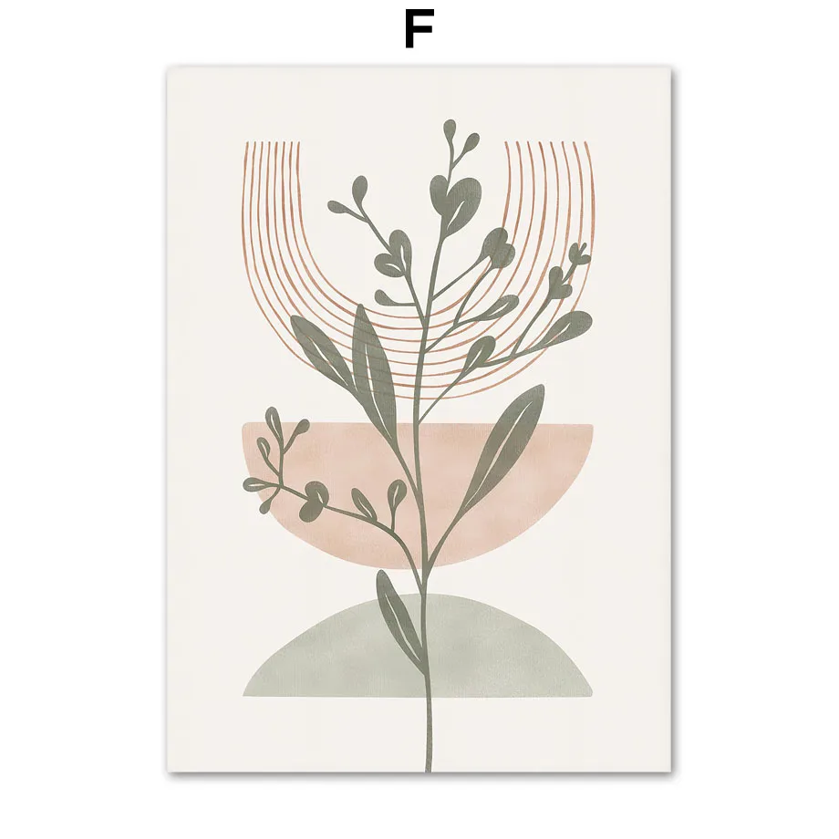 Plakat boho z liśćmi, słońcem i tęczą Wzór 5