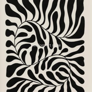 Plakat boho liście w stylu Matisse żółty