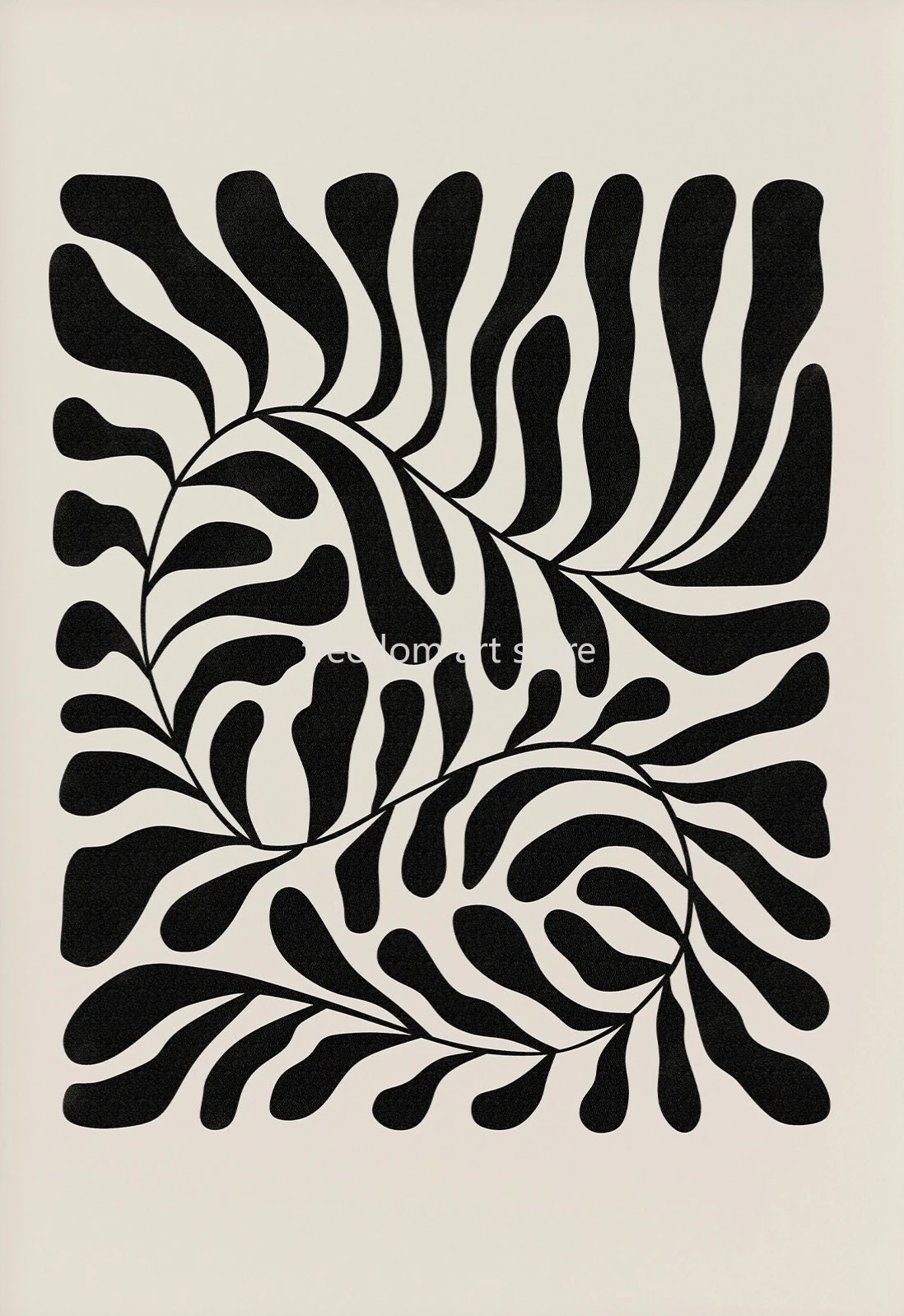 Plakat boho liście w stylu Matisse żółty