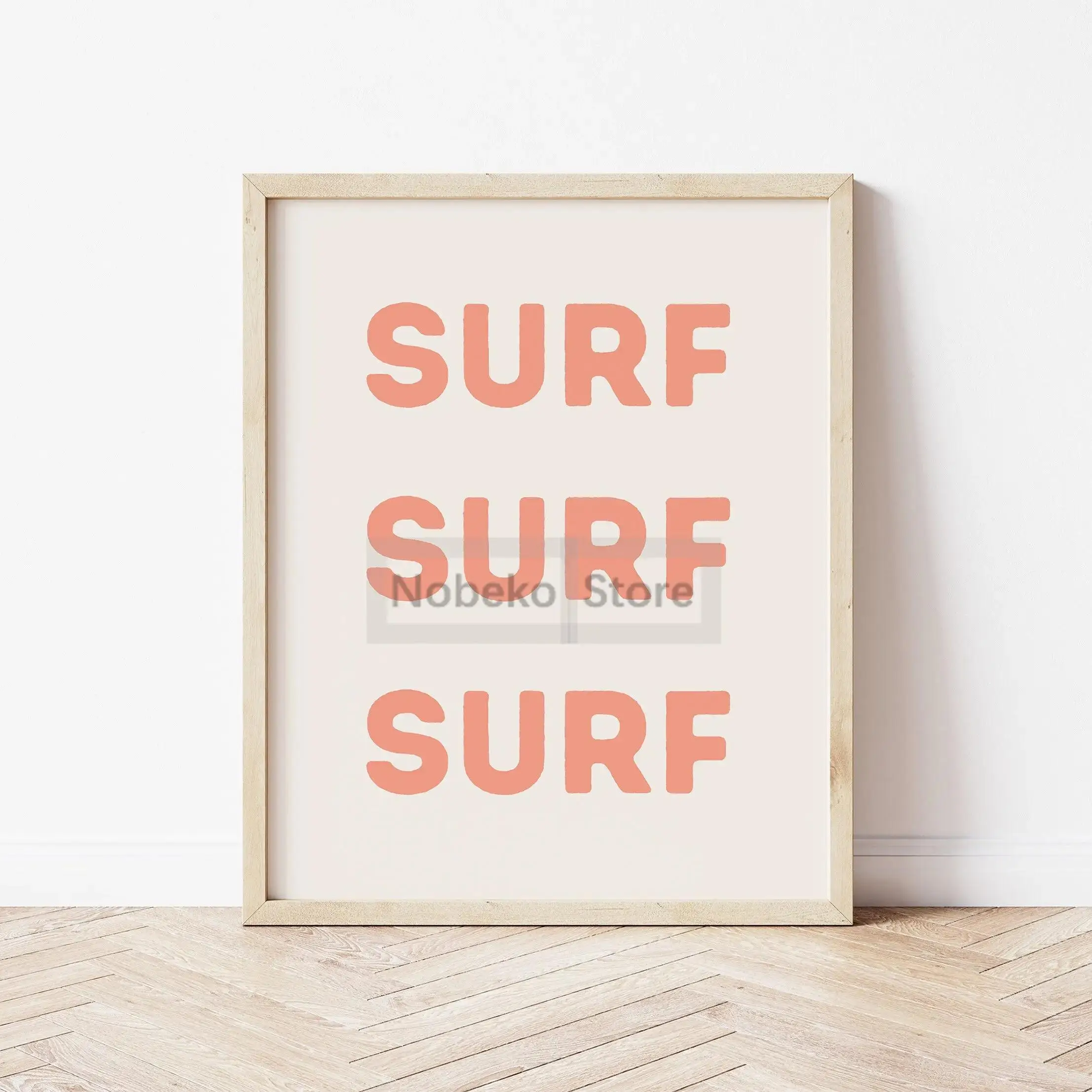 Plakat boho plaża i surfing - cytat letni Granatowy
