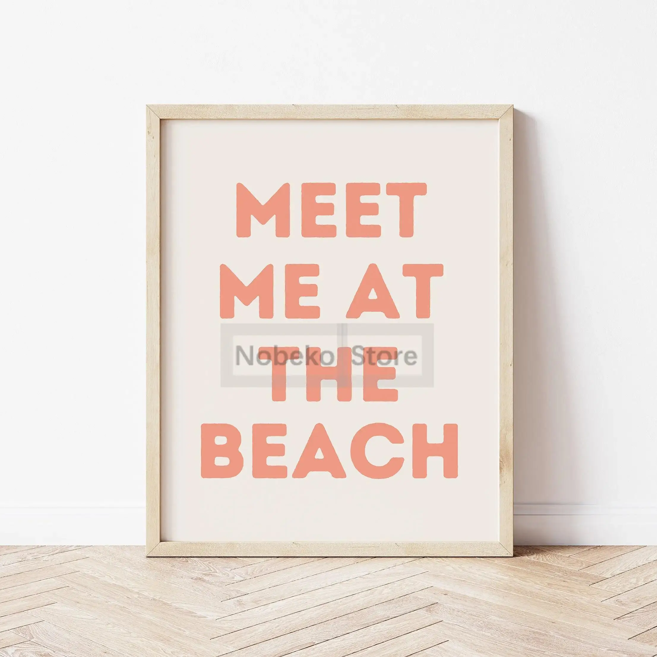 Plakat boho plaża i surfing - cytat letni Jasnożółty