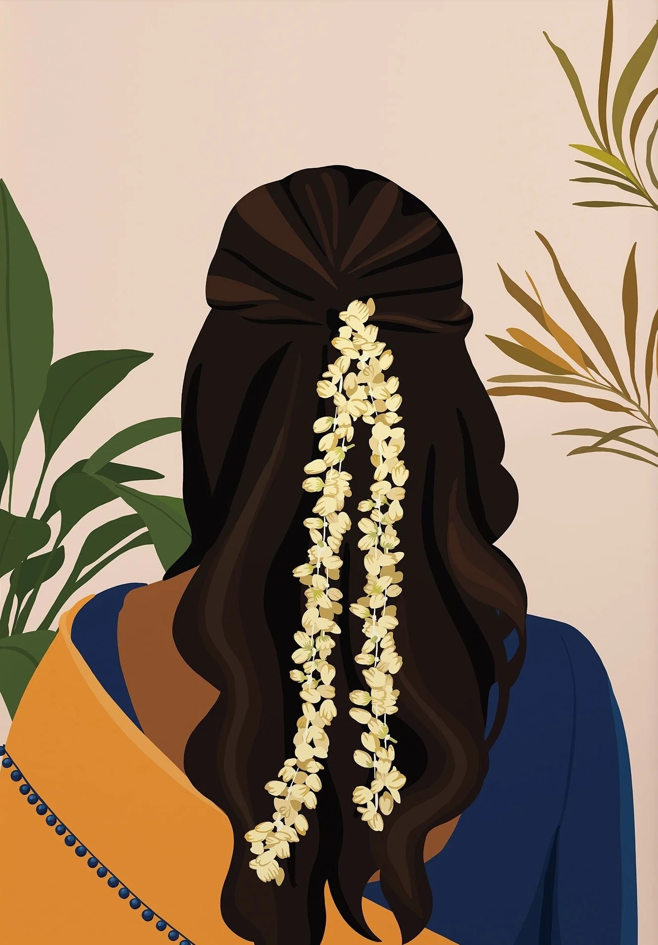 Plakat boho portret kobiety czarne tlo Jasnożółty