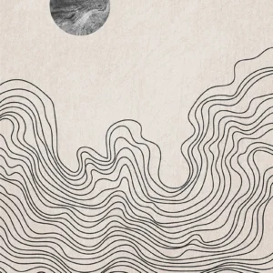 Plakat boho słońce i księżyc line art By 2