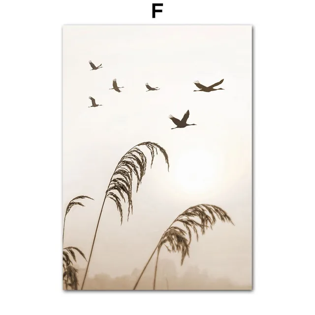 Plakat boho z trawą pampasową na plaży Wzór 8
