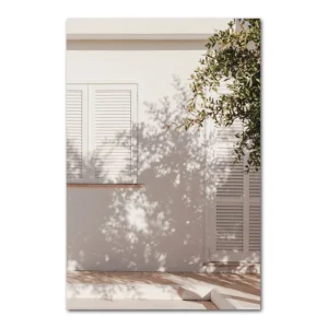 Plakat boho – zielone liście i architektura Picture a