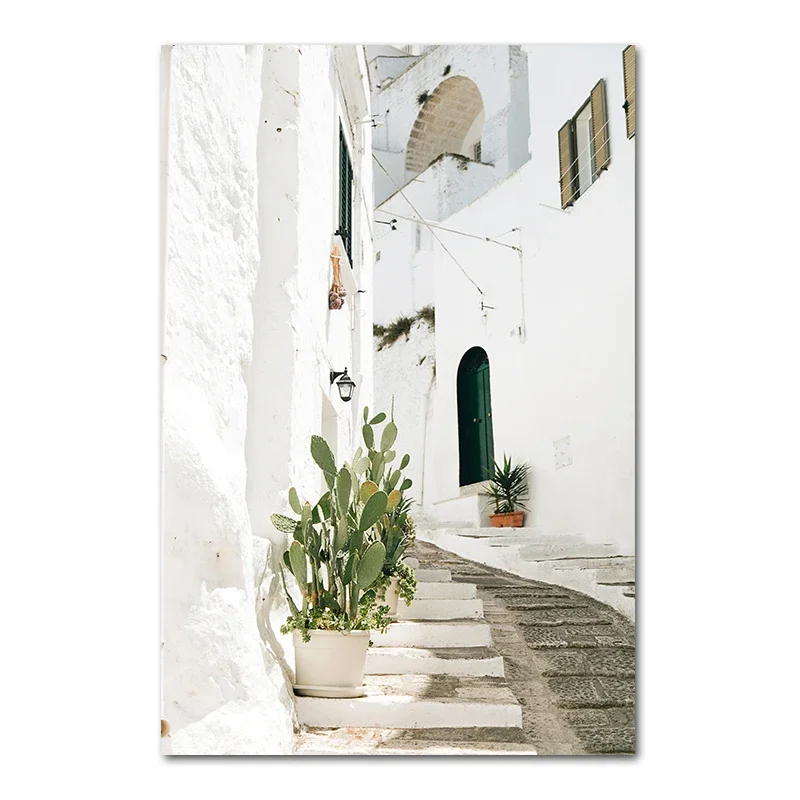 Plakat boho – zielone liście i architektura Picture b