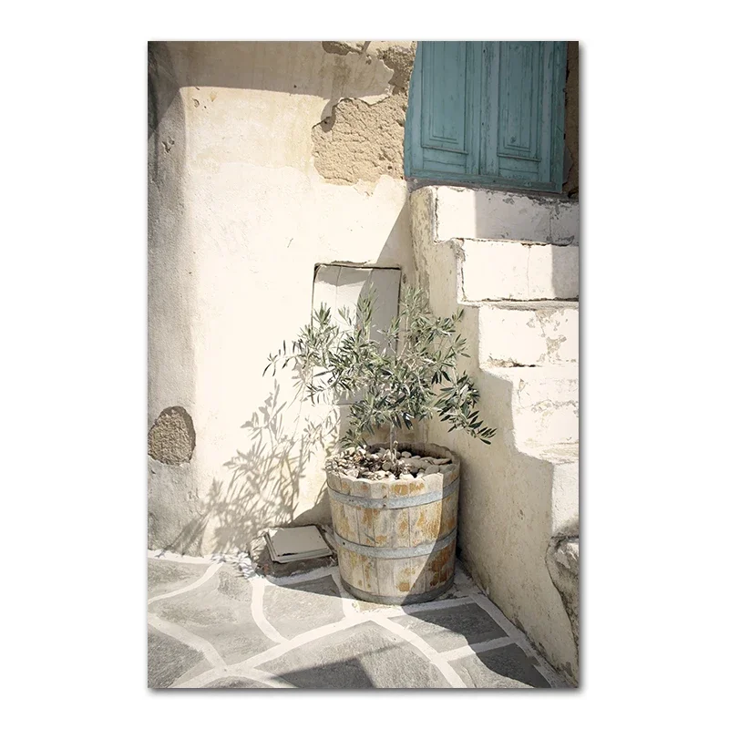 Plakat boho – zielone liście i architektura Picture d
