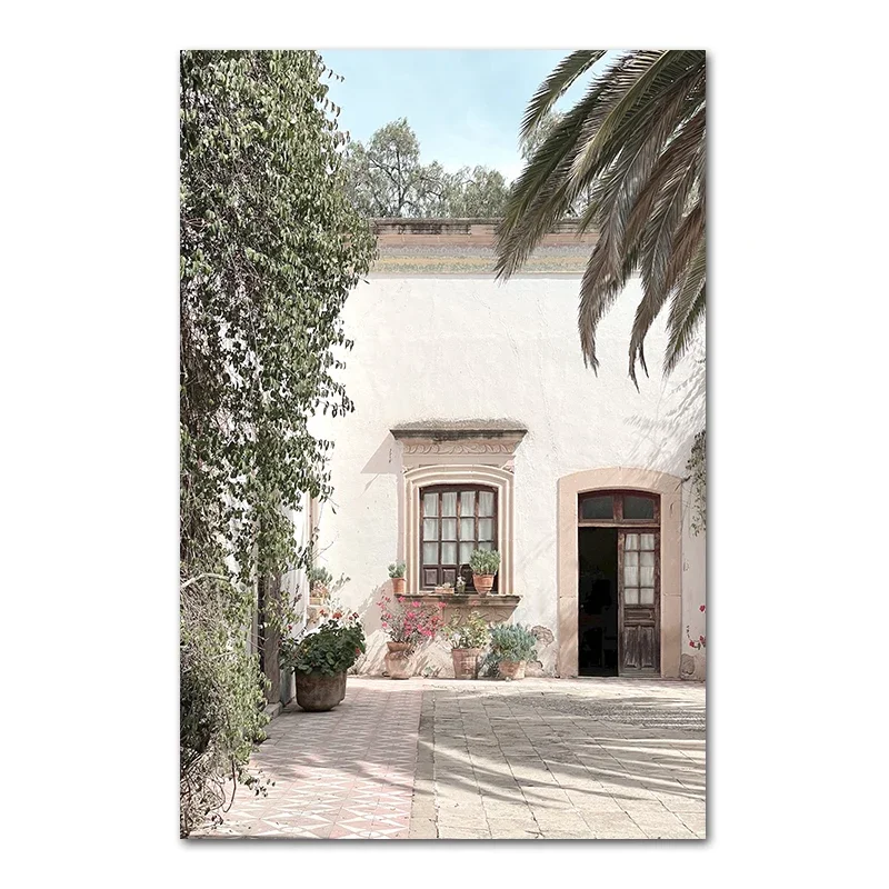 Plakat boho – zielone liście i architektura Picture l