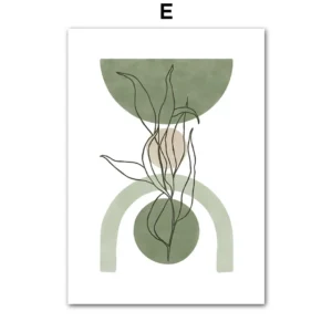 Plakat boho zielone liście i geometria Wzór 1