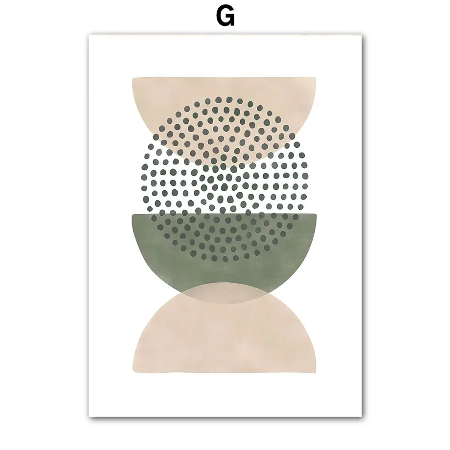 Plakat boho zielone liście i geometria Wzór 3