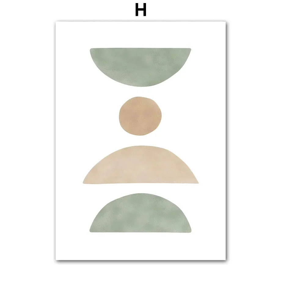 Plakat boho zielone liście i geometria Wzór 4