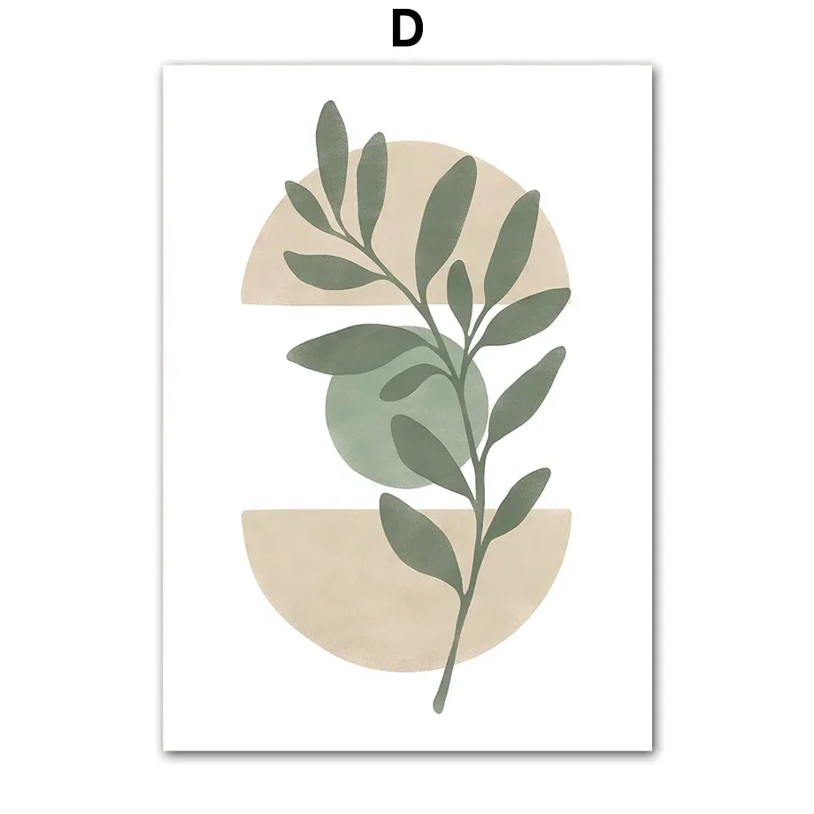Plakat boho zielone liście i geometria Wzór 8
