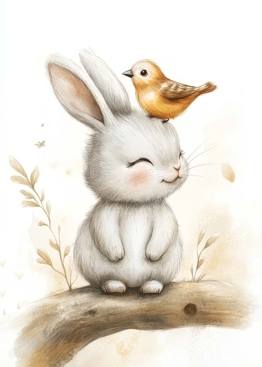 Plakat boho zwierzęta - ilustracje dla dzieci Jasny