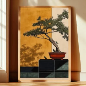 Bonsai - japoński plakat botaniczny Biały