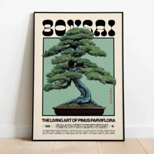 Plakat bonsai - japoński retro art print Biały