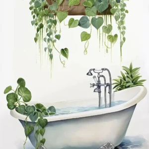 Plakat Botaniczny Tropikalna Akwarela do Łazienki Wzór 1