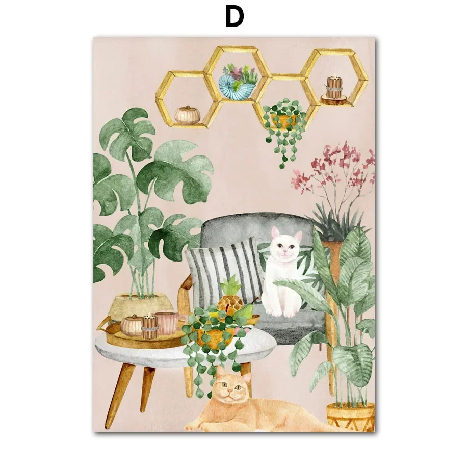 Abstrakcyjny plakat botaniczny boho - monstera i słońce Wzór 7