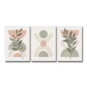 Plakat botaniczny boho w odcieniach szałwii i pudrowego różu Biały