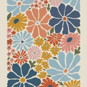 Vintage kwiaty boho - botaniczny plakat Wzór 1