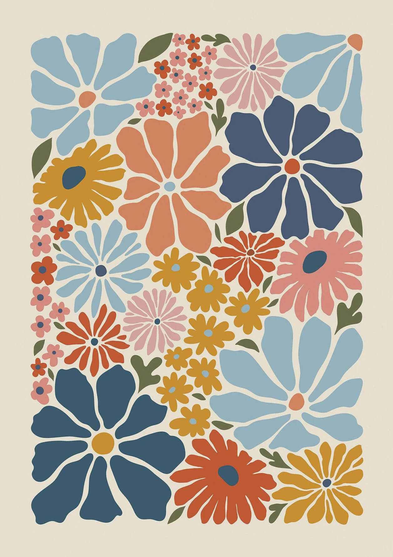 Vintage kwiaty boho - botaniczny plakat Wzór 1