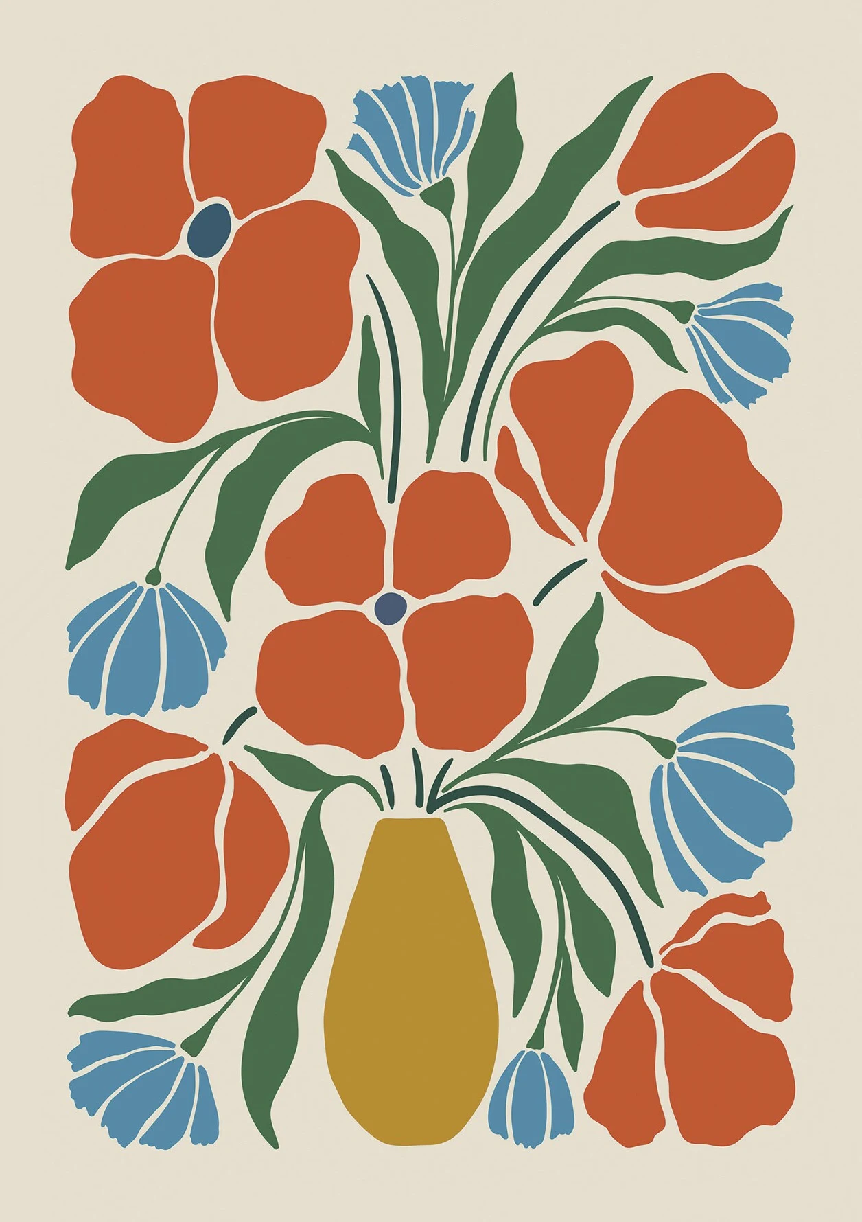 Vintage kwiaty boho - botaniczny plakat Wzór 2
