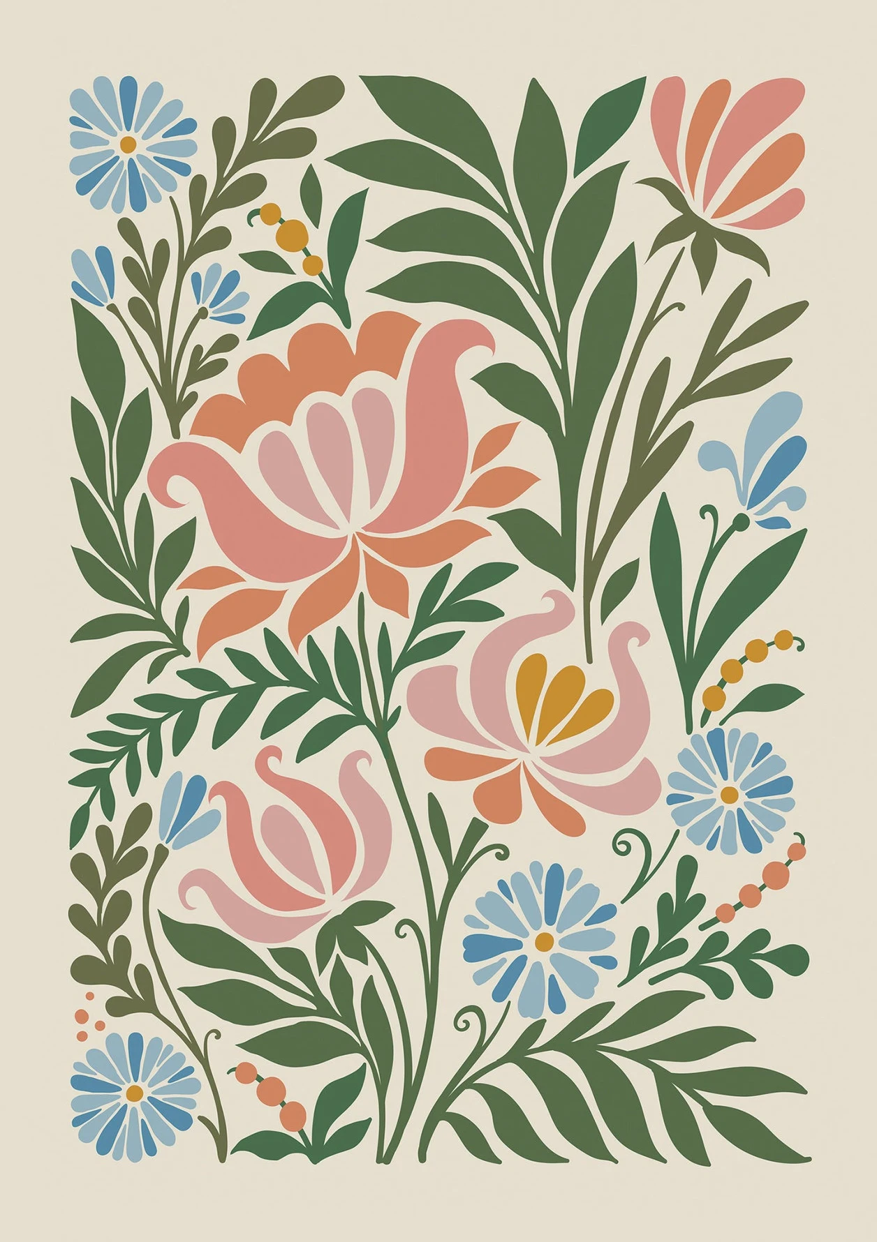 Vintage kwiaty boho - botaniczny plakat Wzór 3
