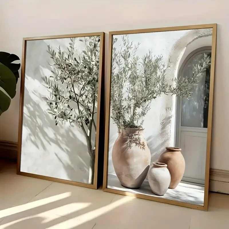 Plakat botaniczny gałązka oliwna na płótnie Biały