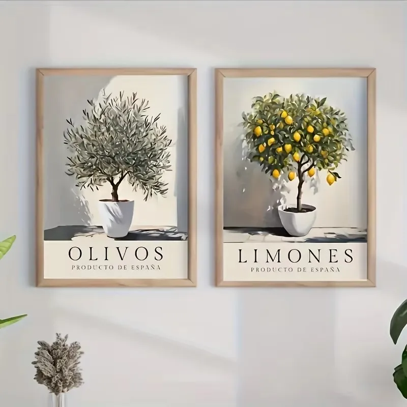 Plakat botaniczny gałązka oliwna na płótnie Błękitny
