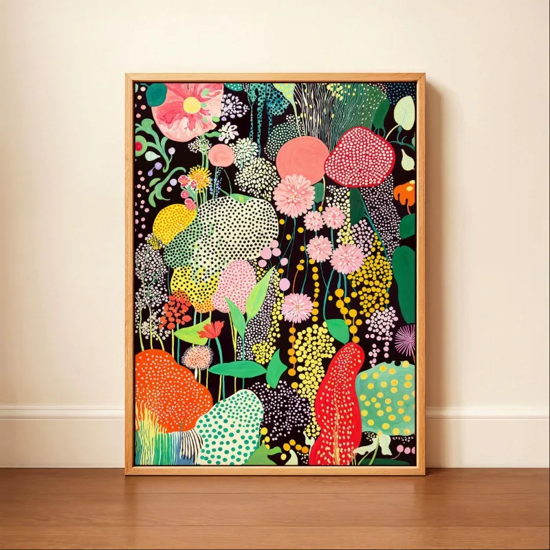 Plakat botaniczny w stylu Yayoi Kusama Wzór 2